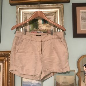 Tan LOFT linen-blend shorts - 3.5" inseam